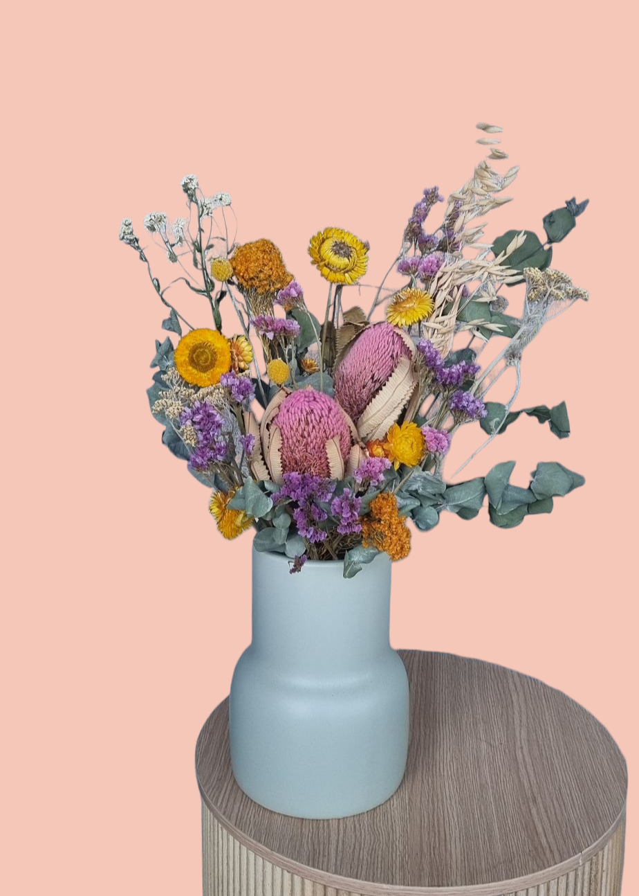 Tall Mixed Dried Arrangement-Hobart Florist Delivery-The Wild Bunch