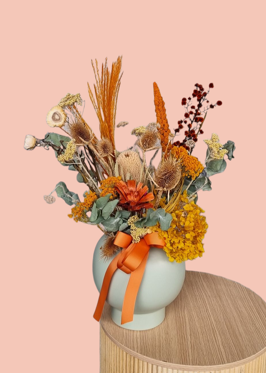 Medium Earthy Tones Dried Arrangment-Hobart Florist Delivery-The Wild Bunch