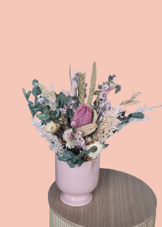 Pastel Pinks Dried Arrangement-Hobart Florist Delivery-The Wild Bunch